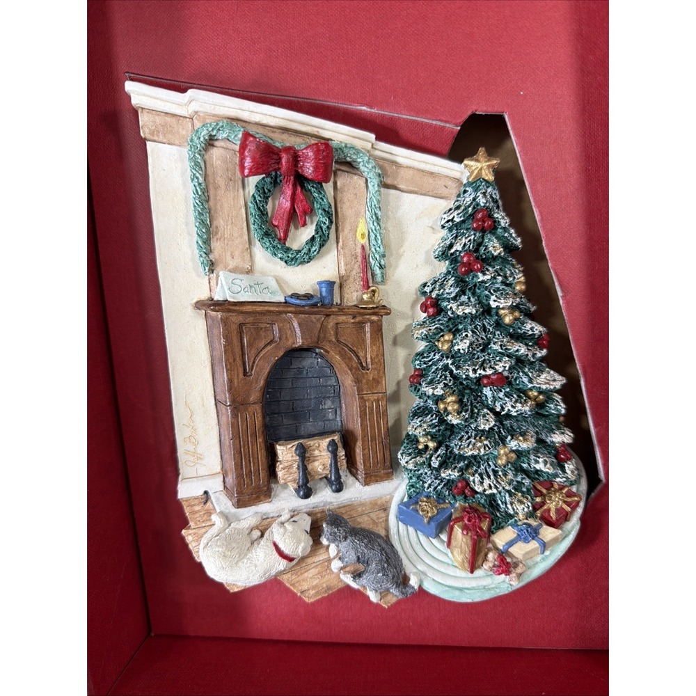 Fireplace Tree Michaels Ltd Classic Memories‎ 3D Sculptured Plaque 1995 Vtg Read